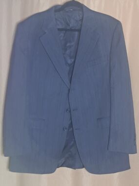 Men's Gray Pinstripe Suit Jacket 46" Chest 34" Length